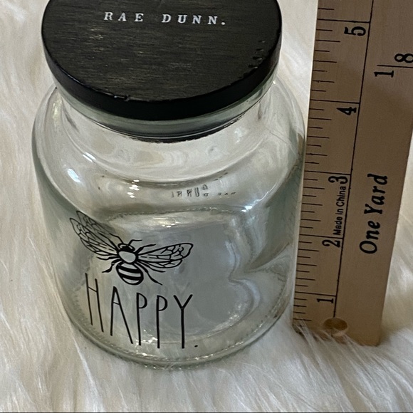 Rae Dunn Bee Happy Clear Glass Storage Jar with Airtight Lid - Picture 4 of 5